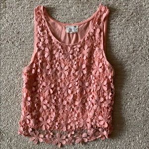 LA Hearts orange lace tank top